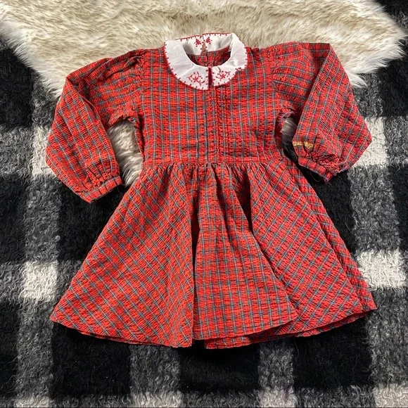 oshkosh red dress OshKosh BGosh RED Corduroy Dress Overall Jumper Vestbak 24M 24 Months
